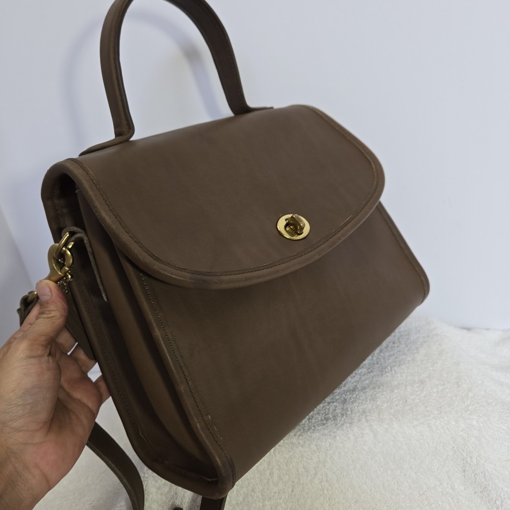 Vtg Coach Manor #9977 Taupe Convertible Top Handle Crossbody Bag Hangtag Rare - Picture 12 of 16